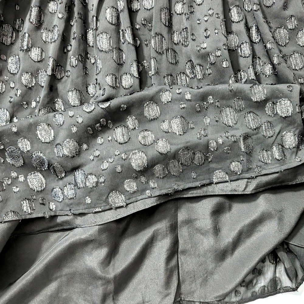 J.Crew A-Line Dress Metallic Dot Jacquard Black Silver Fit Flare Sz 4 - Picture 7 of 16